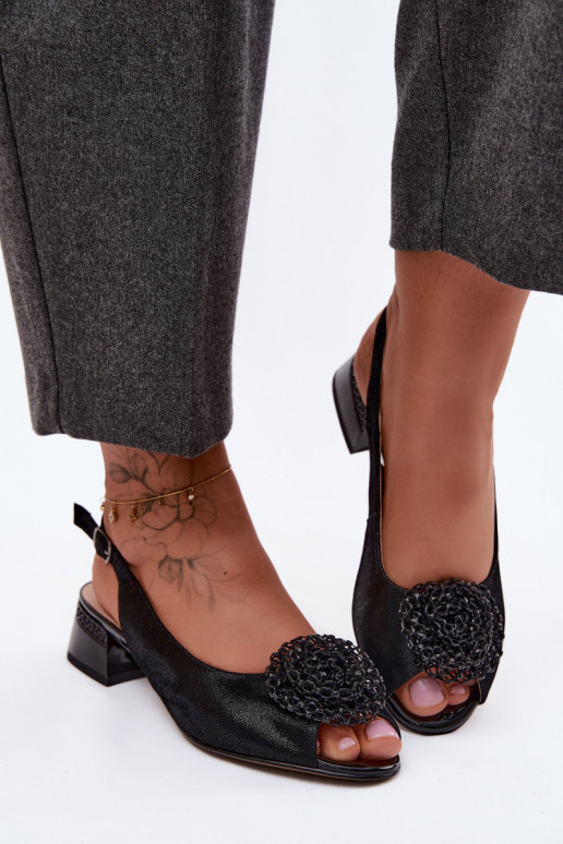 Moteriškos basutės Moteriškas Klocke su ornamentais D&A CR61-3030 juodos spalvos