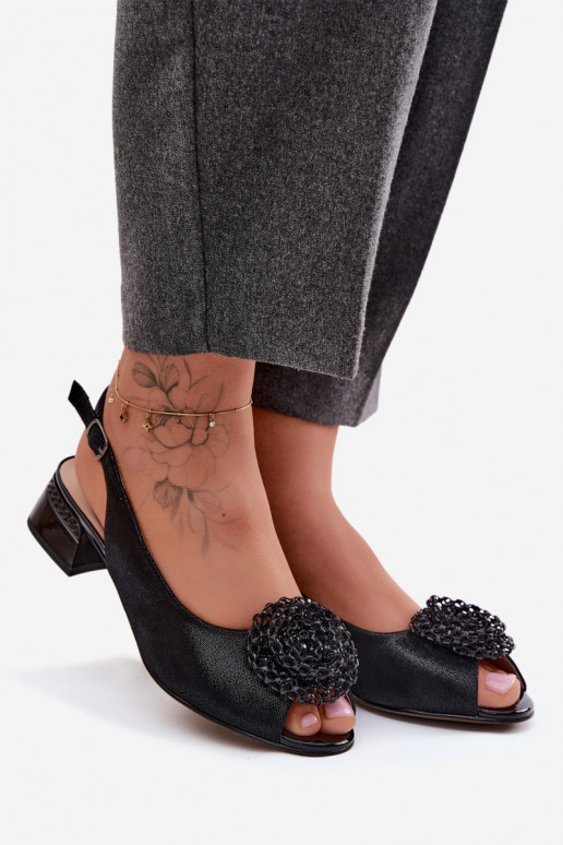 Moteriškos basutės Moteriškas Klocke su ornamentais D&A CR61-3030 juodos spalvos