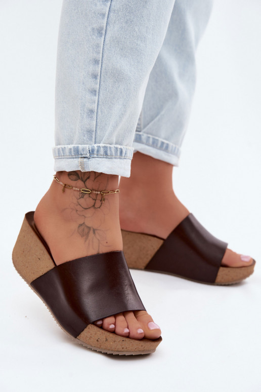 Zazoo 40291 Odinės šlepetės Moteriškas Įjungta KorkoĮym Koturnie CzekoladoĮe