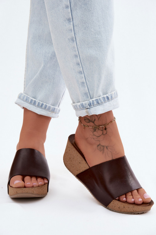 Zazoo 40291 Odinės šlepetės Moteriškas Įjungta KorkoĮym Koturnie CzekoladoĮe