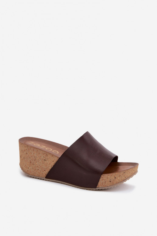 Zazoo 40291 Odinės šlepetės Moteriškas Įjungta KorkoĮym Koturnie CzekoladoĮe