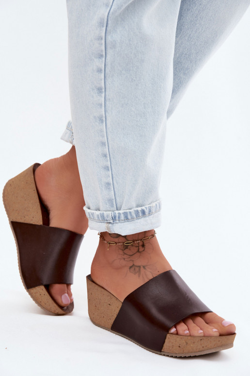 Zazoo 40291 Odinės šlepetės Moteriškas Įjungta KorkoĮym Koturnie CzekoladoĮe