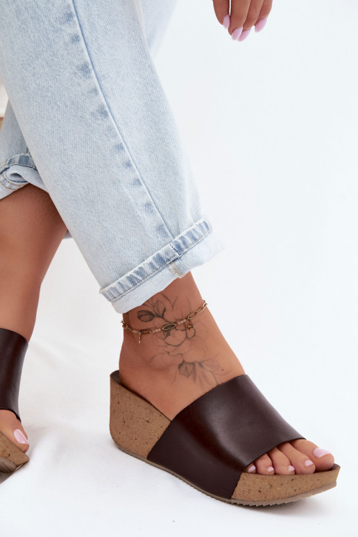 Zazoo 40291 Odinės šlepetės Moteriškas Įjungta KorkoĮym Koturnie CzekoladoĮe