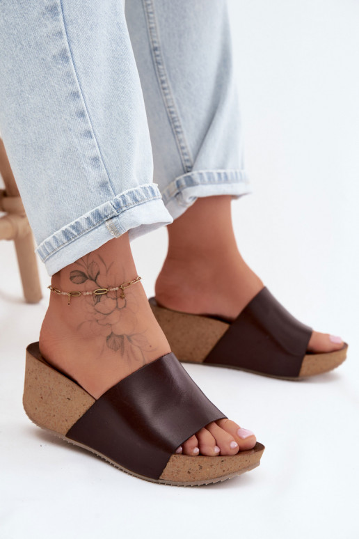 Zazoo 40291 Odinės šlepetės Moteriškas Įjungta KorkoĮym Koturnie CzekoladoĮe