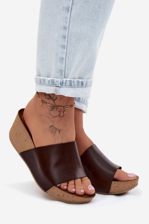 Zazoo 40291 Odinės šlepetės Moteriškas Įjungta KorkoĮym Koturnie CzekoladoĮe