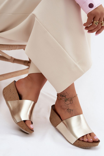 Zazoo 40291 Odinės šlepetės Moteriškas Įjungta KorkoĮym Koturnie aukso spalvos