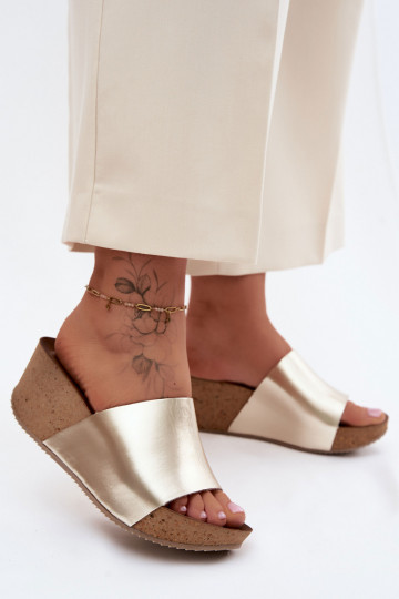 Zazoo 40291 Odinės šlepetės Moteriškas Įjungta KorkoĮym Koturnie aukso spalvos 2