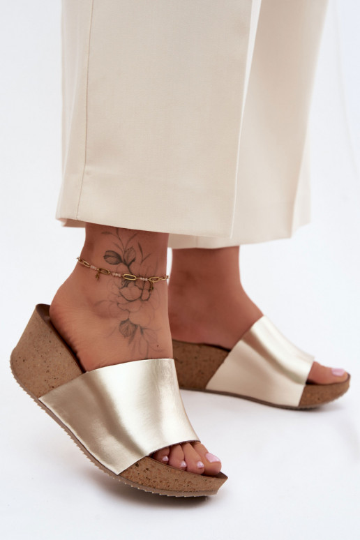 Zazoo 40291 Odinės šlepetės Moteriškas Įjungta KorkoĮym Koturnie aukso spalvos