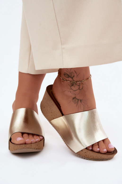 Zazoo 40291 Odinės šlepetės Moteriškas Įjungta KorkoĮym Koturnie aukso spalvos