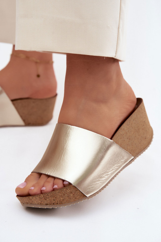 Zazoo 40291 Odinės šlepetės Moteriškas Įjungta KorkoĮym Koturnie aukso spalvos