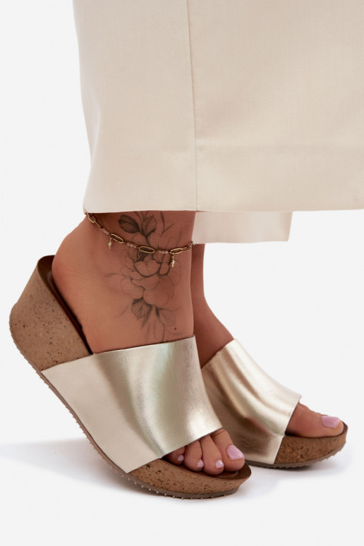 Zazoo 40291 Odinės šlepetės Moteriškas Įjungta KorkoĮym Koturnie aukso spalvos