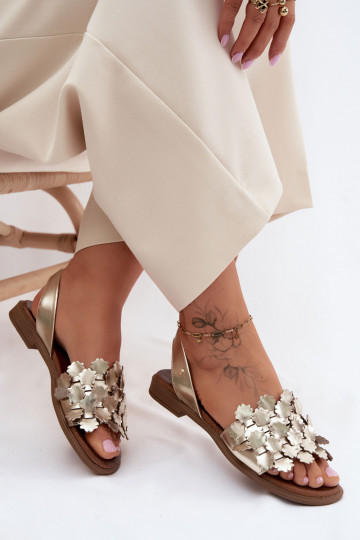 Moteriškos basutės su plačiais kulniukais Zazoo 40468 aukso spalvos