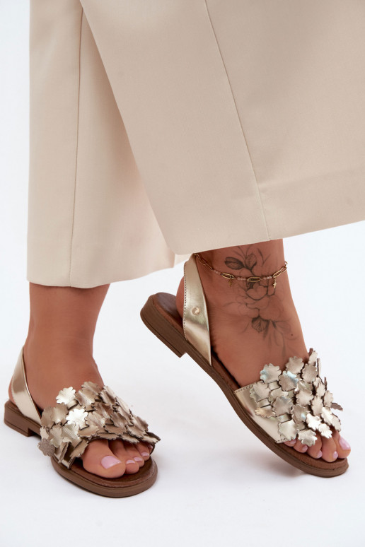 Moteriškos basutės su plačiais kulniukais Zazoo 40468 aukso spalvos