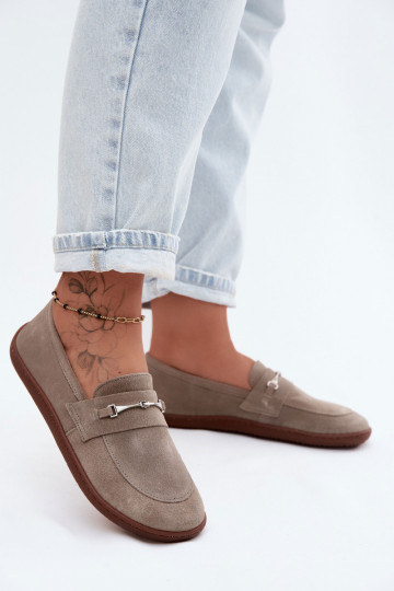 Mokasinai Barefoot iš zomšos Zazoo 322 kapučino spalvos