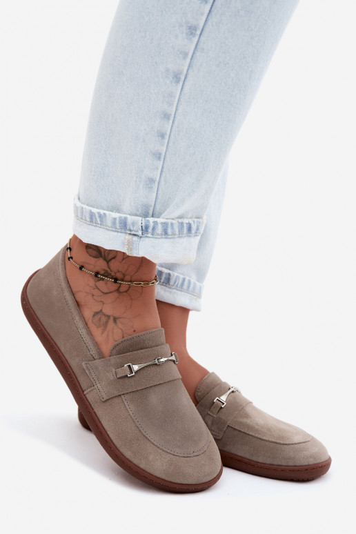 Mokasinai Barefoot iš zomšos Zazoo 322 kapučino spalvos