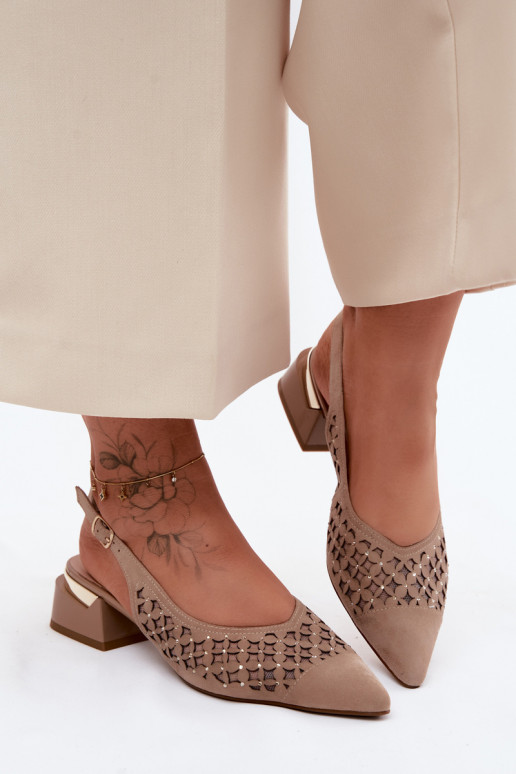 Oda Moteriškos zomšinės basutės su aužūro elementais su tinkleliu Klocke D&A CR61-3004 smėlio spalvos