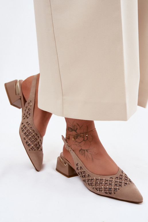 Oda Moteriškos zomšinės basutės su aužūro elementais su tinkleliu Klocke D&A CR61-3004 smėlio spalvos