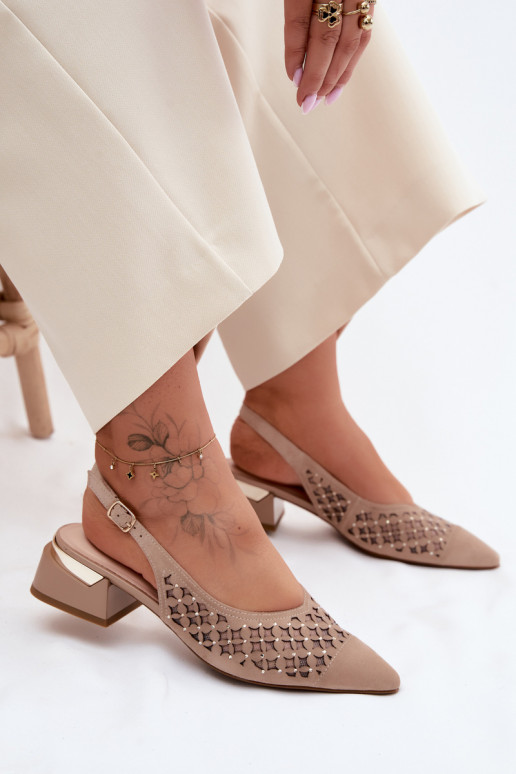 Oda Moteriškos zomšinės basutės su aužūro elementais su tinkleliu Klocke D&A CR61-3004 smėlio spalvos