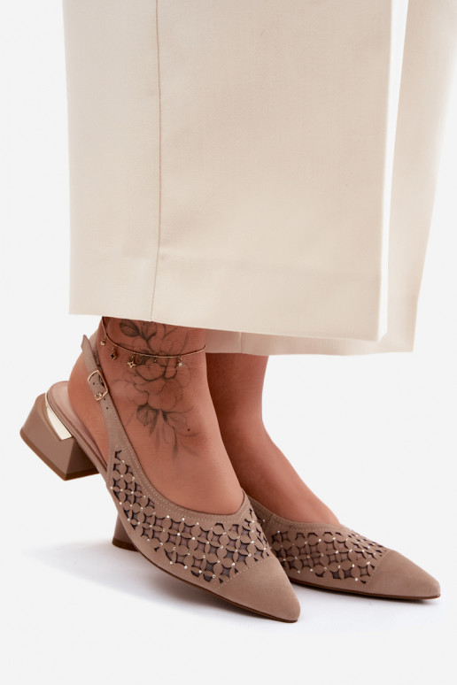 Oda Moteriškos zomšinės basutės su aužūro elementais su tinkleliu Klocke D&A CR61-3004 smėlio spalvos