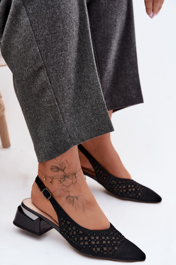 Oda Moteriškos zomšinės basutės su aužūro elementais su tinkleliu Klocke D&A CR61-3004 juodos spalvos