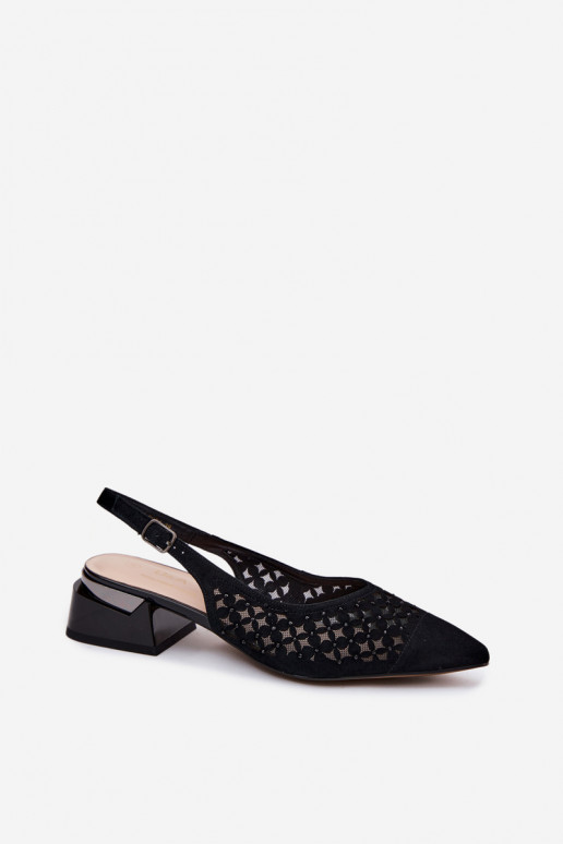 Oda Moteriškos zomšinės basutės su aužūro elementais su tinkleliu Klocke D&A CR61-3004 juodos spalvos