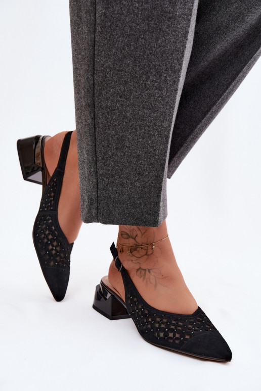 Oda Moteriškos zomšinės basutės su aužūro elementais su tinkleliu Klocke D&A CR61-3004 juodos spalvos