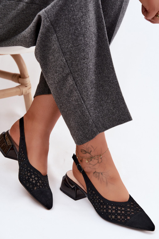 Oda Moteriškos zomšinės basutės su aužūro elementais su tinkleliu Klocke D&A CR61-3004 juodos spalvos