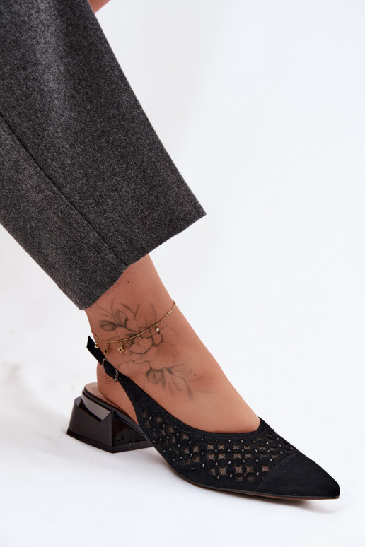 Oda Moteriškos zomšinės basutės su aužūro elementais su tinkleliu Klocke D&A CR61-3004 juodos spalvos