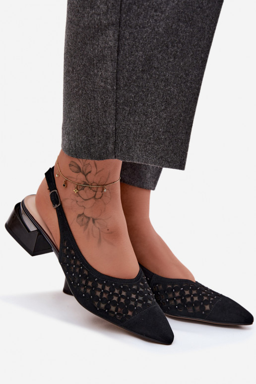 Oda Moteriškos zomšinės basutės su aužūro elementais su tinkleliu Klocke D&A CR61-3004 juodos spalvos