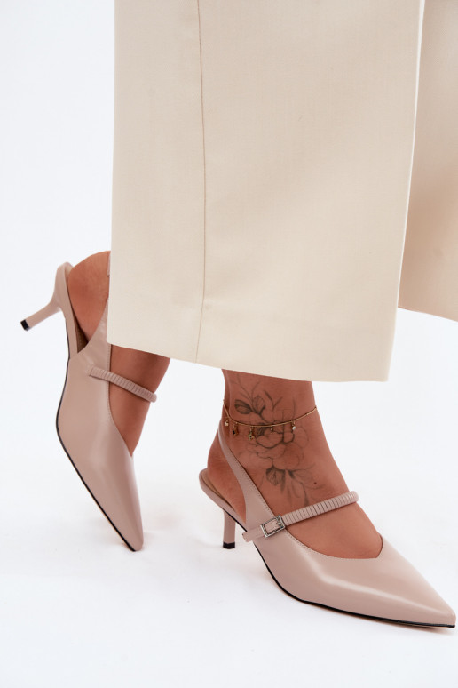 Oda Bateliai Aukštakulniai sandalai su dirželiais D&A CR61-3046 smėlio spalvos