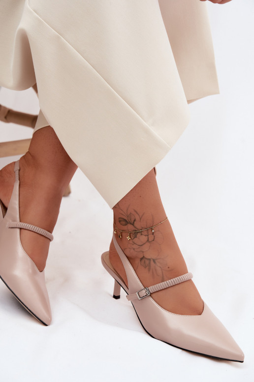 Oda Bateliai Aukštakulniai sandalai su dirželiais D&A CR61-3046 smėlio spalvos