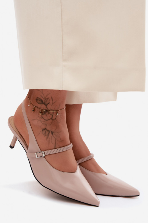 Oda Bateliai Aukštakulniai sandalai su dirželiais D&A CR61-3046 smėlio spalvos