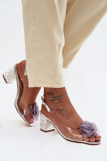 basutės Perregimi su kulniukais su spindinčiomis akutėmis SiateczkoĮa rožinės spalvosa D&A MR61-9011 sidabro spalvos