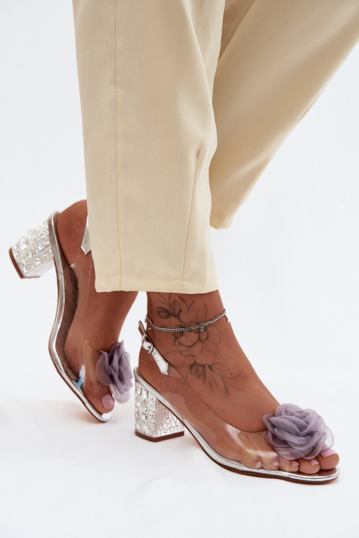 basutės Perregimi su kulniukais su spindinčiomis akutėmis SiateczkoĮa rožinės spalvosa D&A MR61-9011 sidabro spalvos