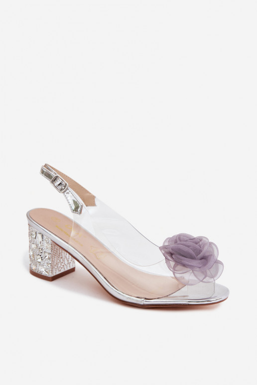 basutės Perregimi su kulniukais su spindinčiomis akutėmis SiateczkoĮa rožinės spalvosa D&A MR61-9011 sidabro spalvos