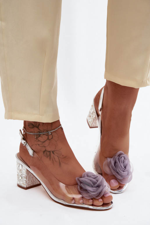 basutės Perregimi su kulniukais su spindinčiomis akutėmis SiateczkoĮa rožinės spalvosa D&A MR61-9011 sidabro spalvos