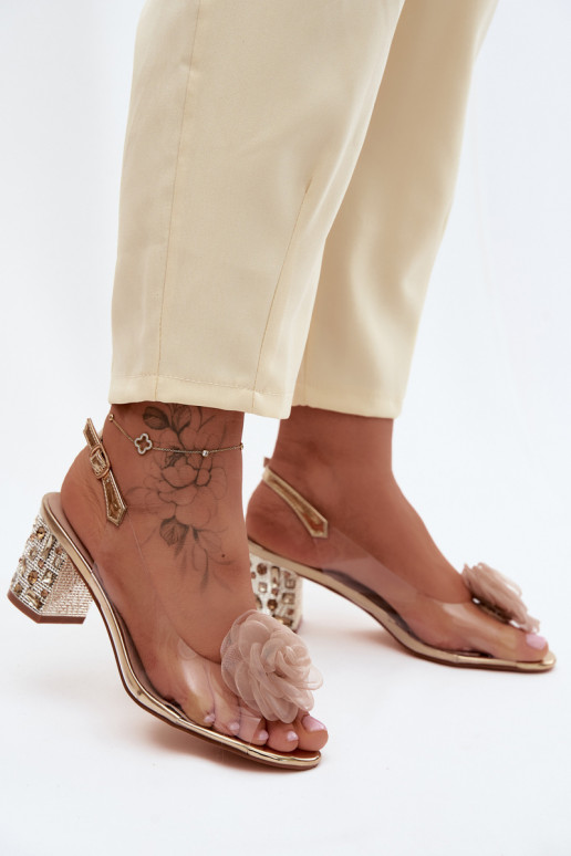 basutės Perregimi su kulniukais su spindinčiomis akutėmis SiateczkoĮa rožinės spalvosa D&A MR61-9011 aukso spalvos