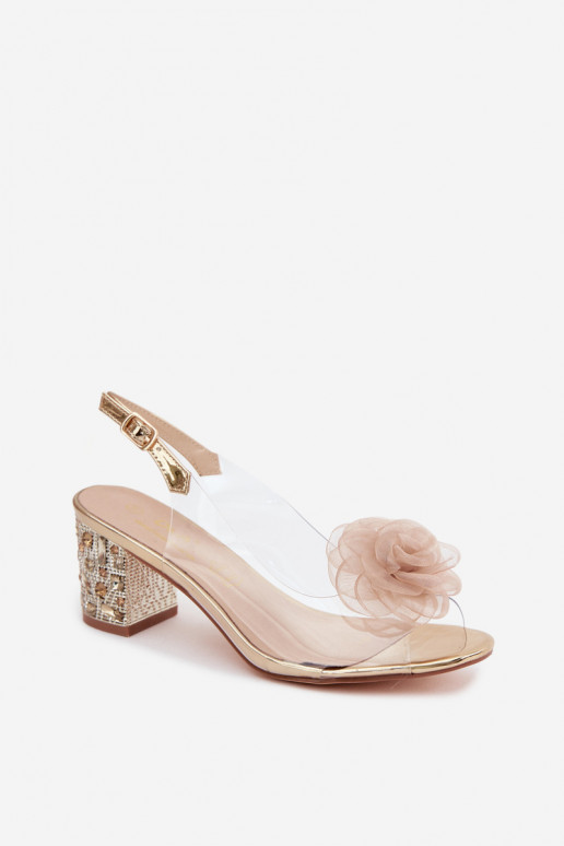 basutės Perregimi su kulniukais su spindinčiomis akutėmis SiateczkoĮa rožinės spalvosa D&A MR61-9011 aukso spalvos