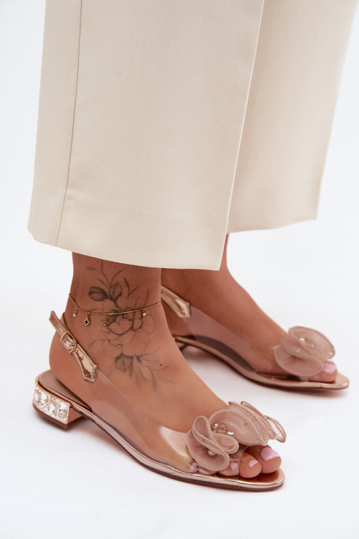 Moteriškos basutės Perregimi su spindinčiomis akutėmis D&A MR61-9002 rausvo aukso spalvos