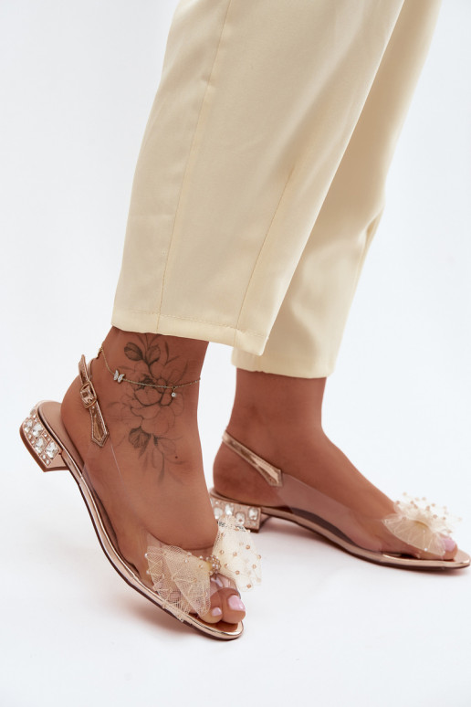 Moteriškos basutės Perregimi su kaspinais D&A MR61-9001 rausvo aukso spalvos