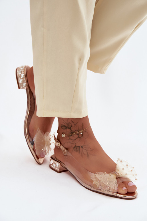 Moteriškos basutės Perregimi su kaspinais D&A MR61-9001 rausvo aukso spalvos