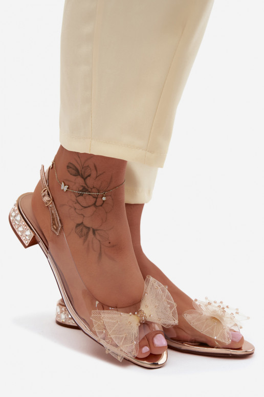 Moteriškos basutės Perregimi su kaspinais D&A MR61-9001 rausvo aukso spalvos