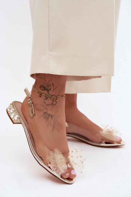 Moteriškos basutės Perregimi su kaspinais D&A MR61-9001 aukso spalvos