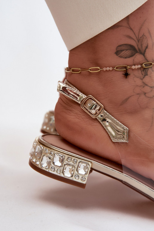 Moteriškos basutės Perregimi su kaspinais D&A MR61-9001 aukso spalvos