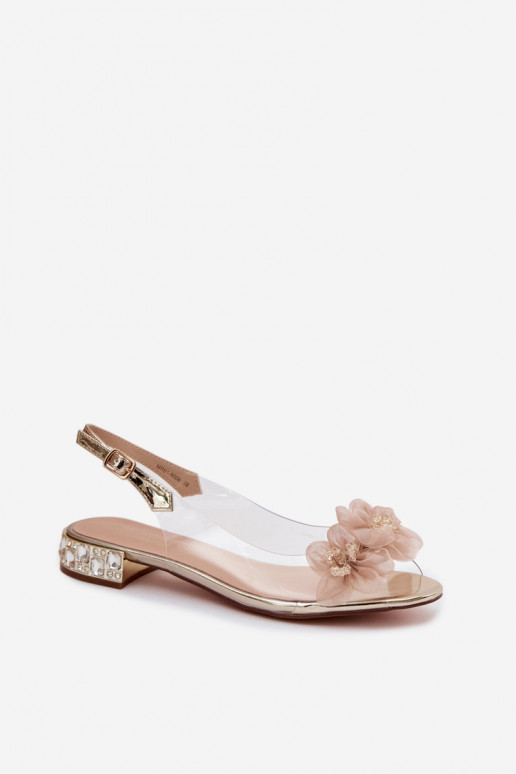 Perregimi basutės su spindinčiomis akutėmis I SiateczkoĮymi su gėlių motyvaisami D&A MR61-9006 aukso spalvos