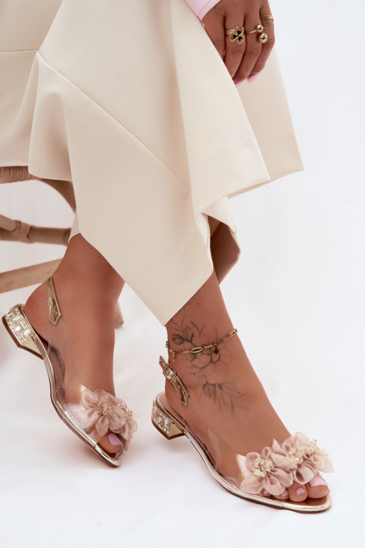 Perregimi basutės su spindinčiomis akutėmis I SiateczkoĮymi su gėlių motyvaisami D&A MR61-9006 aukso spalvos