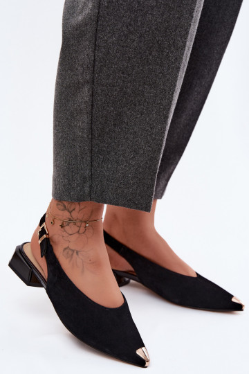 Oda Moteriškos zomšinės basutės Ant žemo kulno D&A CR61-3050 juodos spalvos