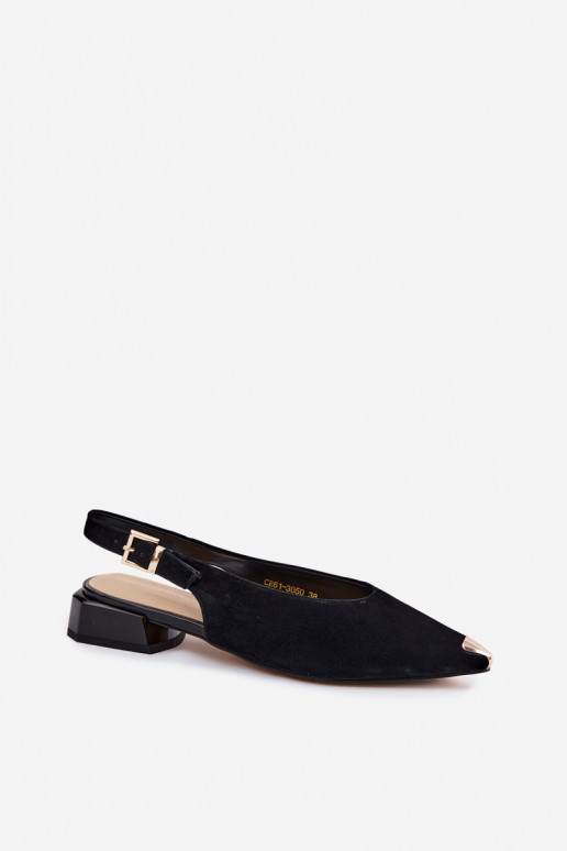 Oda Moteriškos zomšinės basutės Ant žemo kulno D&A CR61-3050 juodos spalvos