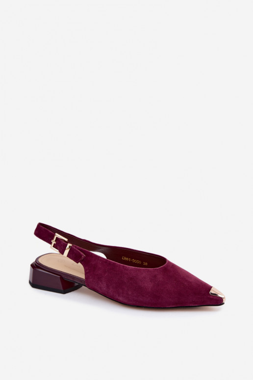 Oda Moteriškos zomšinės basutės Ant žemo kulno D&A CR61-3050 bordo spalvos