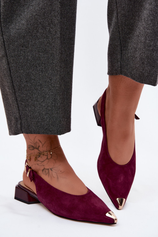 Oda Moteriškos zomšinės basutės Ant žemo kulno D&A CR61-3050 bordo spalvos